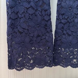 Free People Wild Laces Cropped Flare Navy Lace Pants
